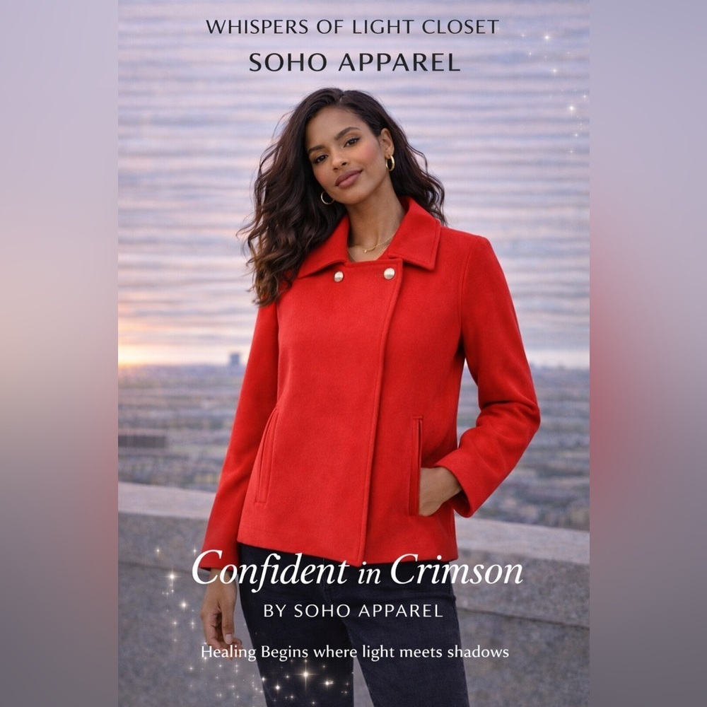 Soho Apparel Bright Red Pea Coat - Picture 1 of 6